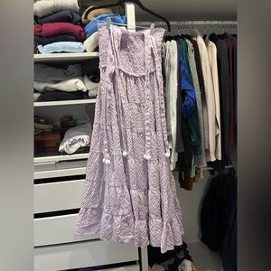 Purple gingham tie shoulder smocked dress EUC medium